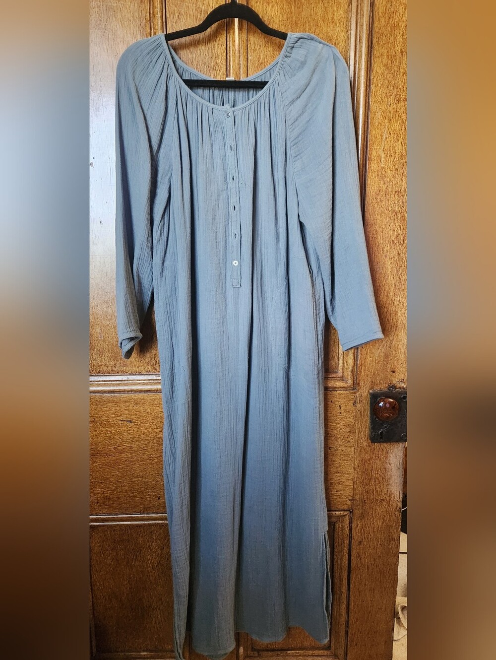 LOFT Muted Teal Cotton Gauze Dress